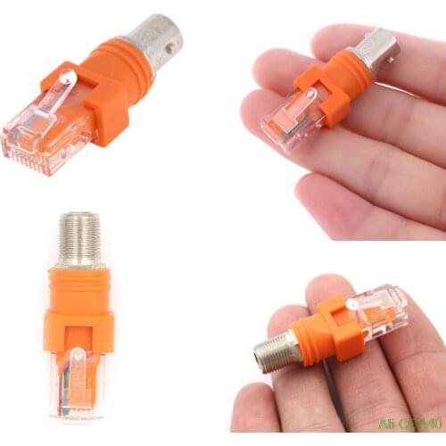 1PC RF Female To RJ45 Male Coaxial Barrel Coupler Adapter Coax Adapter, RJ45 To RF Connector BNC F-Type Connector