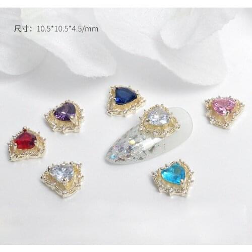 10pcs/lot 3D Luxury Heart Love Zircon Crystals Rhinestones Pearl Nail Art Jewelry Decorations Nails Accessories Charms Supplies