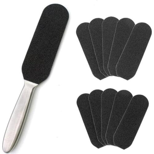 11pcs/Set Pedicure Feet Care Metal Handle Foot and Coarse of Fine and Refill Files Grit Sanding Grit Cloth Rasp