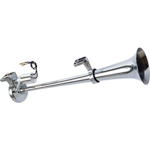 17Inch Chrome Plated Universal 150DB Super Loud Single Trumpet 12V Powerful For Automobiles Truck Boat Train Air Operated Horn