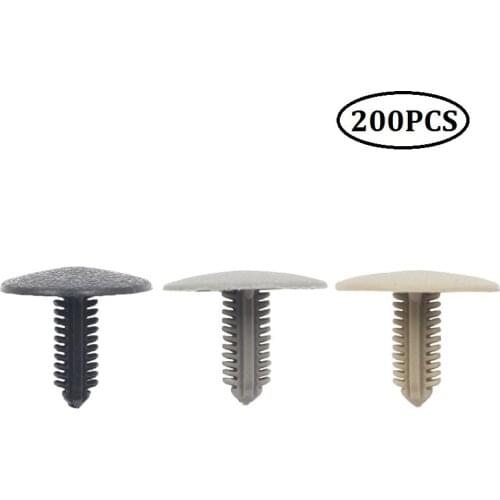 200Pcs Car Roof Shield Insulation Cotton Trim Panel Fastener 7.5mm Hole Black Gray Beige Plastic Retainer Rivet