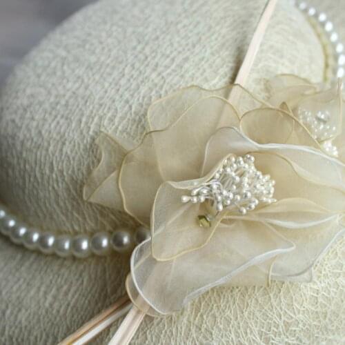 2020 Vintage Bridal Hats Beige Hats Free Shipping Bridal Hats with Pearls