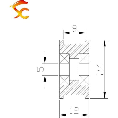 3PCS 3D printer accessories 2GT 32 teeth Idle pulley GT2 32teeth timing pulley for belt width 6-8mm bore 5mm with teeth