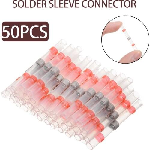 50pcs/lot Insulated Cable Soldered Sleeve Terminals Waterproof Solder Sleeve Heat Shrink Insulated Tube Terminal Connector
