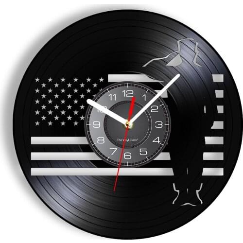 American Army Wall Clock Made Of Re-purposed Record Clock Military Soilder Safeguarding Homeland Vintage LED Wall Watch Artwork