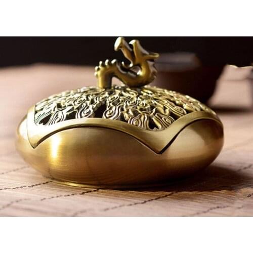 Antique Aromatherapy Burner Coil Incense Censer Alloy incense Burner Buddha Tea Pet Beautiful Practical Indoor Home Decor