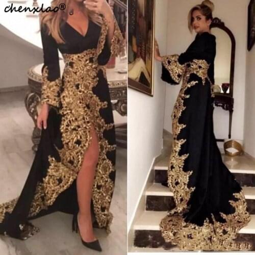 Robe de soiree Arabic Evening Dresses Modest Formal Dresses Muslim Velvet A line Evening Gowns Elegant Long Custom Made