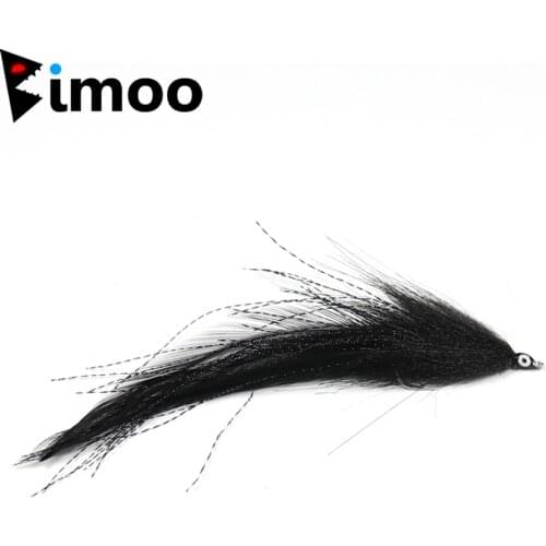 Bimoo 2PCS Size 2# Deceiver Black Saltwater Flies Pike Streamer Fly for Fly Fishing Flies