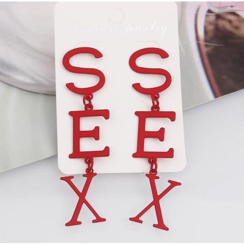 Big Green Black Gold Drop Dangle Earrings Jewelry for Women 2020 European American Long Tassel Letter Sex Earring Trend Elegant