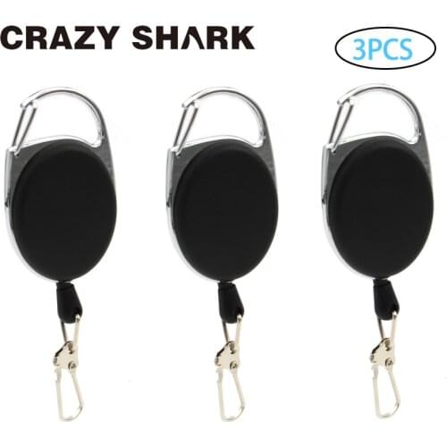 CrazyShark 3PCS Fly Fishing Retractor Tools Extractor Keeper Retractable Key Chain Reel Badge Holder Tackle Fishing Gear