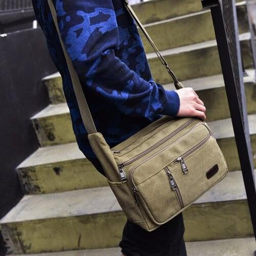 Men Canvas Vintage Satchel School Military Hiking Shoulder Messenger Bag Handbag