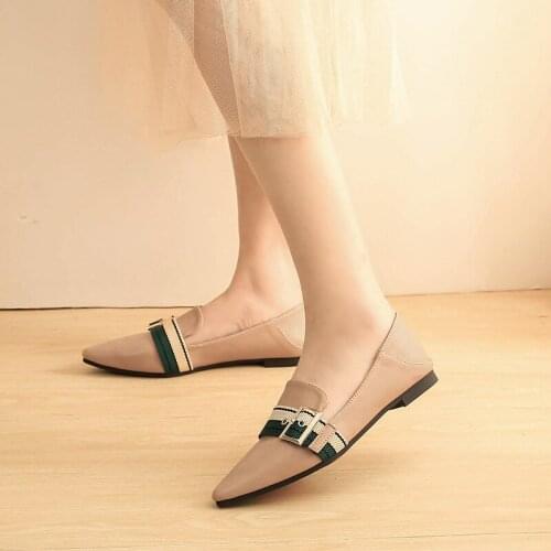 Leather Shoes Women Pointed Toe Flats Slip On Shoes For Women Ladies Loafers Korean Style Women Luxury Shoes Women Designers