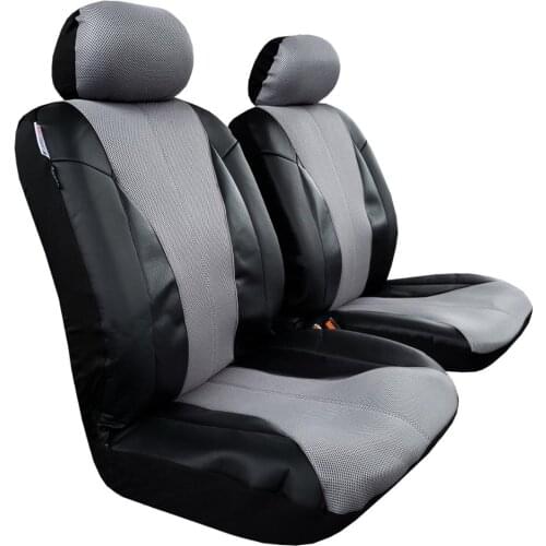 Leather Seat Covers For Toyota Tacoma 4Runner Tundra 2009-2020, Leatherette Black Grey Mesh Universal Front Set