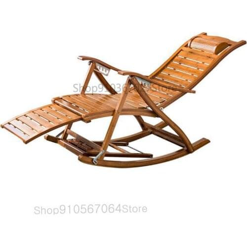 Rocking Chair Reclining Chair Adult Nap Home Folding Bamboo Chair Balcony Leisure Chair Elderly Back Rattan Couch