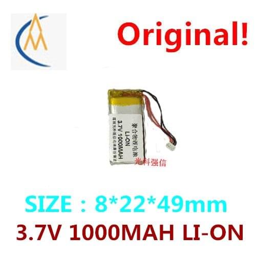 New sufficient capacity polymer li-ion battery 3.7 V 802249 1000 mah MP3 bluetooth headset/equipment/mini navigator speakers