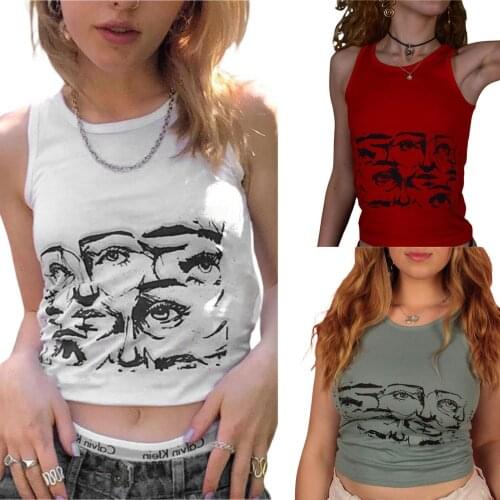 Fashion Women Tank Top Summer Sleeveless Slim Fit Short Vest Y2K Aesthetic Women Harajuku Streetwear Vest