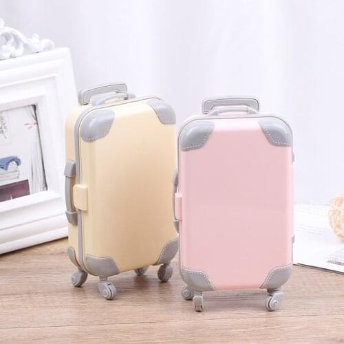Mini Plastic 3D Travel Suitcase Luggage Doll Accessories Furniture Kids Toys Play House Train Suitcas For Baby Doll Gift