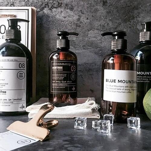 500ML Dispenser Refillable Shampoo Bottles Brown Shower Gel Bottle Body Wash Hair Conditioner