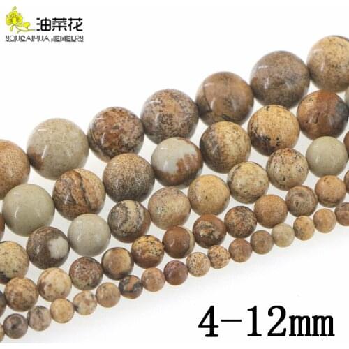Fashion Natural Picture Stone Agates DIY4-12mm Beads Round Making Design Girl Gift Christmas Wedding Necklace Bracelet 15inch
