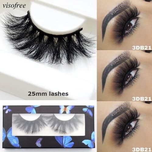 Visofree 3D mink lashes 25 mm mink eyelashes fluffy natural long Thick false eyelashes faux mink Cruelty-free eye lashes 3DB21
