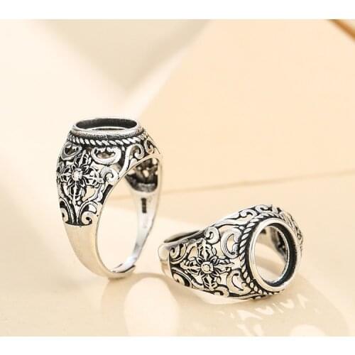 7.5*9.5mm 925 STERLING SILVER men Semi Mount Bases Blanks base blank Pad VINTAGE wedding rings ring Setting set men diy A5375