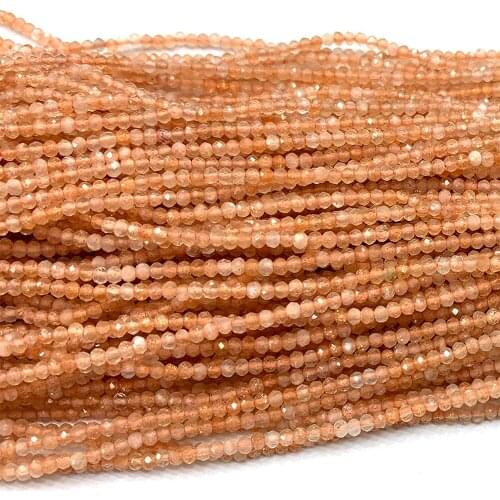 Veemake Gold Sunstone Natural Gemstones DIY Necklace Bracelets Ring Faceted Small Rondelle Womens Beads For Jewelry Making06662