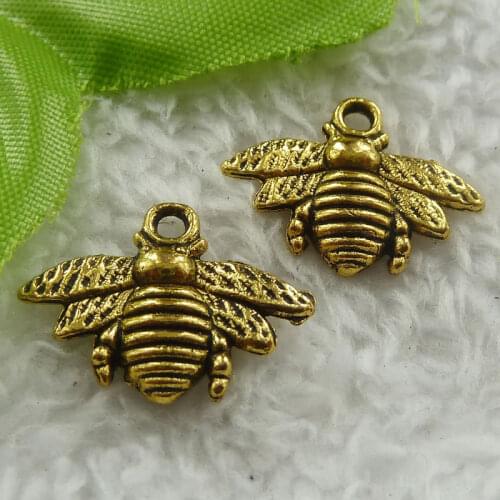 180 pieces antique gold bee charms 22x16mm #1800