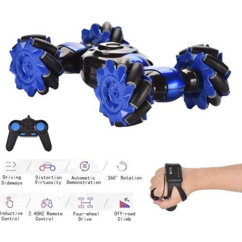 KaKBeir Remote Control Car Off-Road Vehicle Gesture Sensor Watch Twisting Double Side Driving Stunt RC climbing Car Toy for Kids