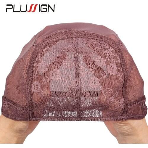 Adjustable Wig Cap S/M/L/Xl Four Size Mesh Wig Cap Weave Net Black Brown 6Pcs/Lot Wholesale Plussign Lace Cap For Making Wigs