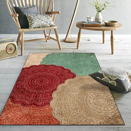 Retro American Style Area Rugs Mandala Geometric Floral Printed Living Room Sofa Table Floor Mat Bedroom Kitchen Door Carpet