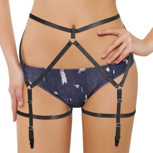 Sexy Elastic Garter Belt Stockings Women Goth Leg Harness Bondage Female Restrict Buttocks Thigh Belt BDSM Adjustable Lingerie