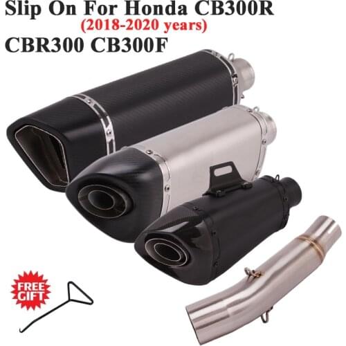 Slip On For Honda CB300R CBR300 CB300F 2018 - 2020 Motorcycle Exhaust Escape Modified Middle Link Pipe Carbon Muffler DB Killer