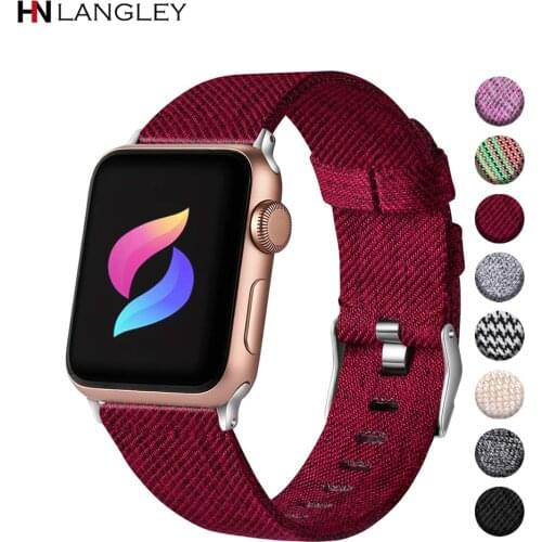 Woven Canvas Nylon Replacement Bands For Apple Watch Bands 38mm 42mm 40mm 44mm Premium Fabric Watch Straps For Iwatch 5 4 3 2 1