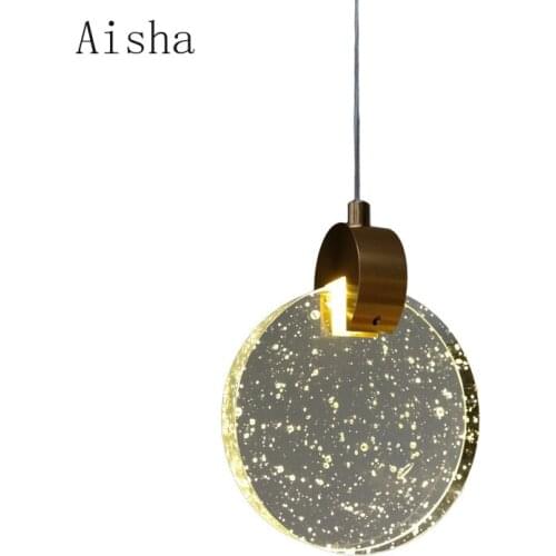 Modern Crystal Pendant Lamp Creative Single Head Hanging Pendant Light for Bar Kitchen Dining Room with Led Indoor Lighting