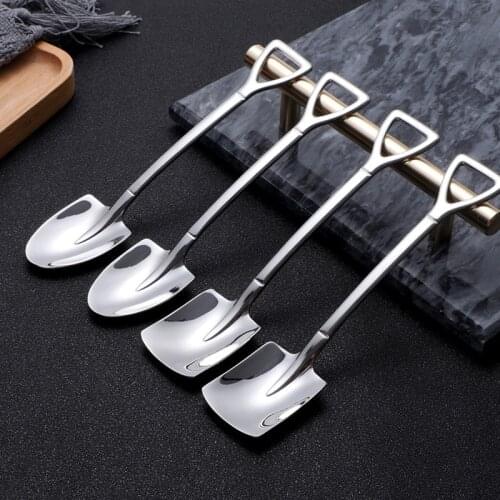 304 Stainless Steel Retro shovel coffee spoon dessert Forks watermelon spoon ice cream spoon shovel Kitchen Tools