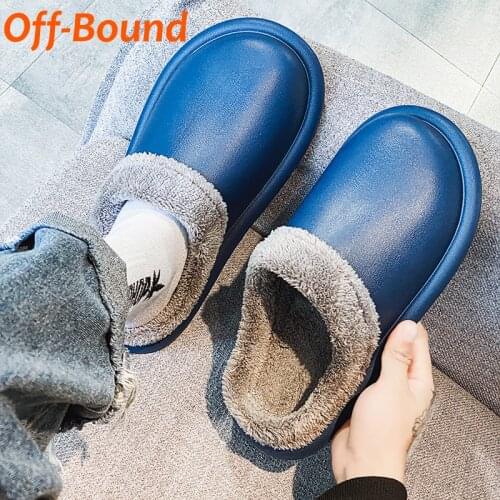 Off-Bound Winter Men Women Slippers Men Waterproof Indoor Warm Fur Plush Furry Slippers House Bedroom Loafers Home Couple Shoes