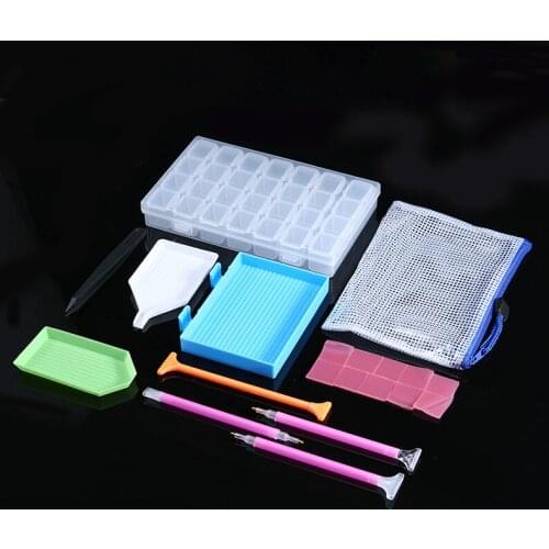 20pcs DIY 5D Diamond Painting Tools Sticky Pen Handmade Crafts Storage Box Embroidery Cross Stitch Tool Kit Accessories