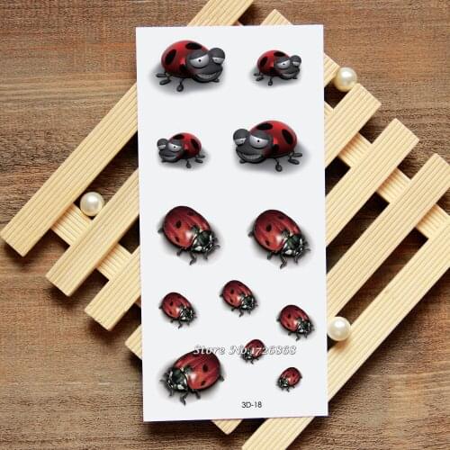 3D Ladybug Fake Tattoo Decals Temporary Tattoo Body Art Flash Tattoo Stickers Waterproof For Women Men #018