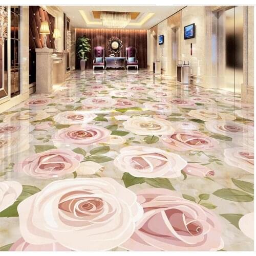 3D plant flowers embossed tile floors Custom Photo self-adhesive 3D floor PVC waterproof floor Home Decoration