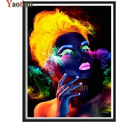 5D DIY Diamond Painting Fantasy color fluorescent woman Full Square Diamond Mosaic Embroidery Cross Stitch Kits Needlework