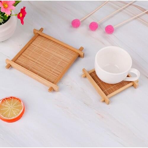 Bamboo Cup Mat Tea Accessories Table Placemats Coaster Home Kitchen Decor