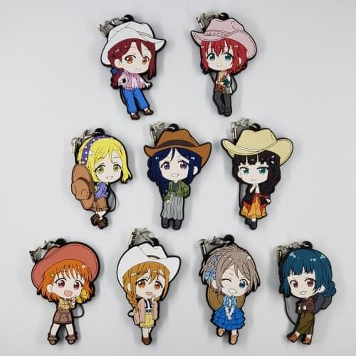 Love Live Anime keychain Kotori Nico Rin Umi Maki Chika Dia Riko Yoshi kc Kunikida Kanan Rubber Keychain Keyring Phone Strap