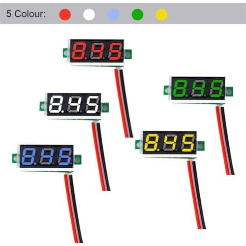 5pcs Mini Digital DC Voltmeter 0.28 Inch Two-Wire 2.5V-30V Mini Digital DC Voltmeter Voltage Tester Meter 5 Colours Volt Meters