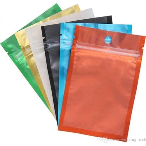 Colored Aluminum Foil bag Resealable Zip bag One side clear Back plastic packing bag Smell Proof Pouches
