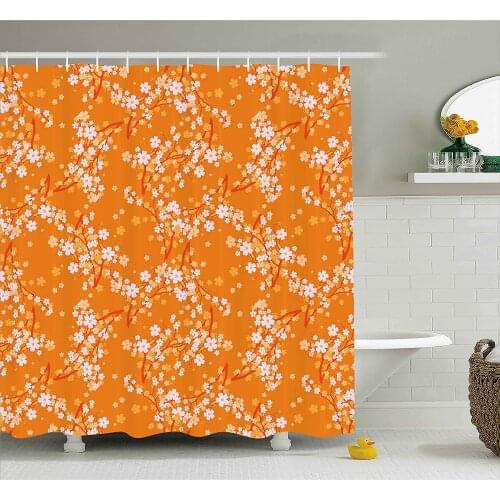 Floral Shower Curtain Vivid Blooming Tree Branches Spring Flower Petals Happy Essence Beauty Bath Curtains For Bathroom Bathtub