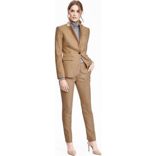 Khaki Single Breasted One Button Office Lady Womens Suit For Work Slim Fit Fashion Casual Plus Size Jacket Blazer Pants