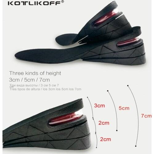 KOTLIKOFF 3-7cm Height Increase Insole Cushion Height Lift Adjustable Cut Shoe Heel Insert Taller Support Absorbant Foot Pad