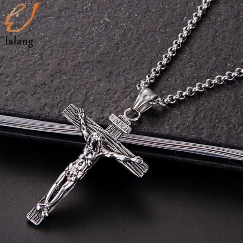 Cross Necklace Men Chain Christian Jewelry Gifts For The New Year Cross Pendant Crucifix Jesus Piece Mens Pendant & Necklace