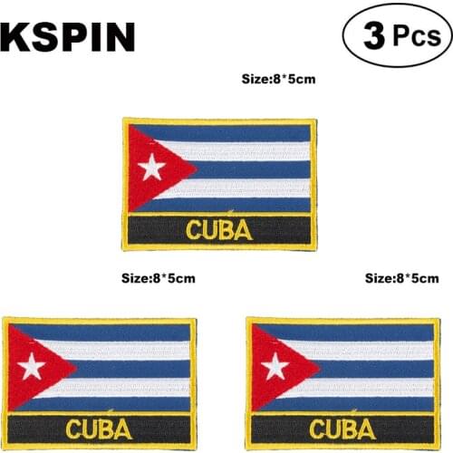 Cuba Rectangular Shape Flag patches embroidered flag patches national flag patches for clothing DIY Decoration