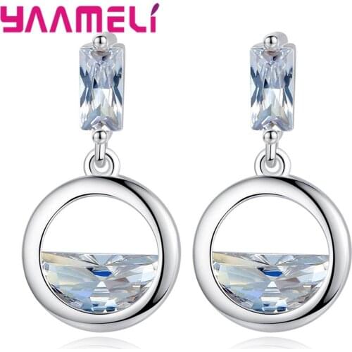 Top Sale Wedding/Engagement Party Statement Earring Sets Spring Water Round AAAA Cubic Zirconia Drop Earrings Charm Jewelry
